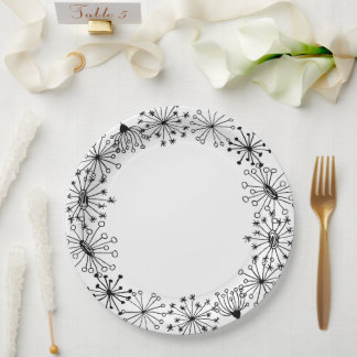 Cute Doodle Dandelion Pattern Summer Party Paper Plate