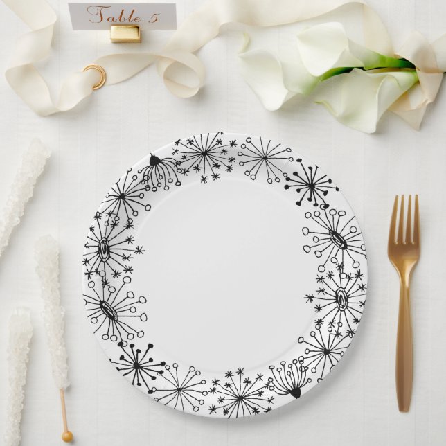 Cute Doodle Dandelion Pattern Summer Party Paper Plate (Wedding)