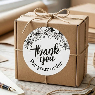 Cute Doodle Dandelion Small Business Thank You Classic Round Sticker
