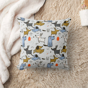 Cute Doodle Dog Pattern Cushion