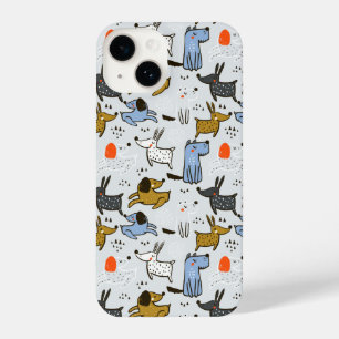 Cute Doodle Dog Pattern iPhone 14 Case
