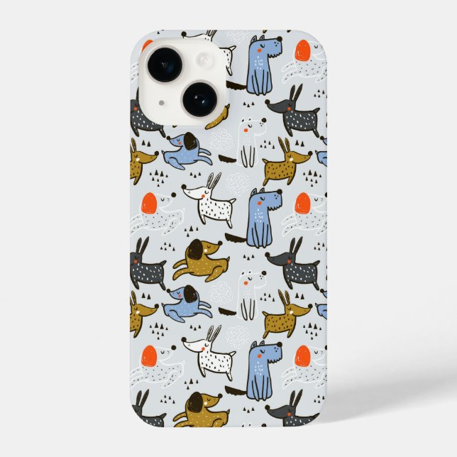 Cute Doodle Dog Pattern iPhone Case (Back)