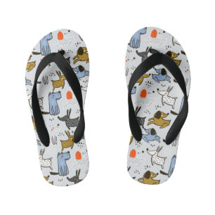 Cute Doodle Dog Pattern Kid's Flip Flops