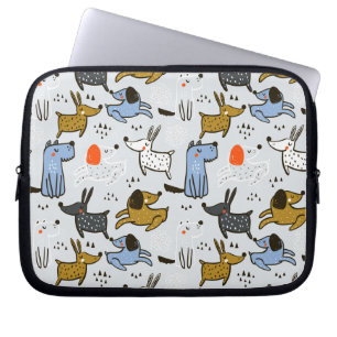 Cute Doodle Dog Pattern Laptop Sleeve