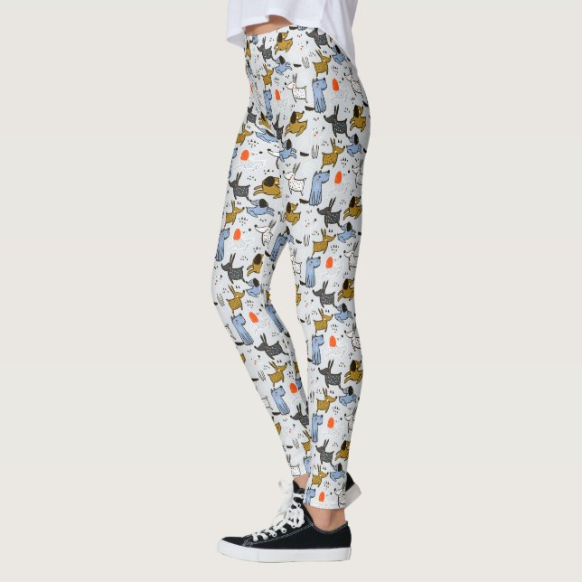 Cute Doodle Dog Pattern Leggings (Left)