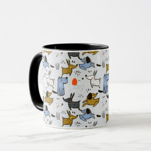 Cute Doodle Dog Pattern Mug