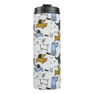 Cute Doodle Dog Pattern Thermal Tumbler
