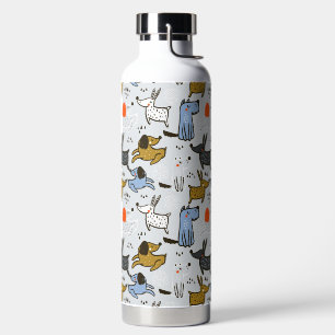 Cute Doodle Dog Pattern Water Bottle