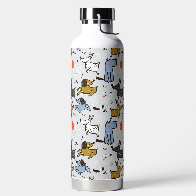 Cute Doodle Dog Pattern Water Bottle (Left)