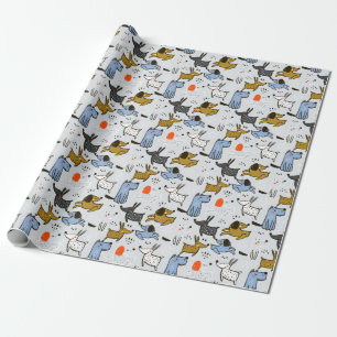Cute Doodle Dog Pattern Wrapping Paper