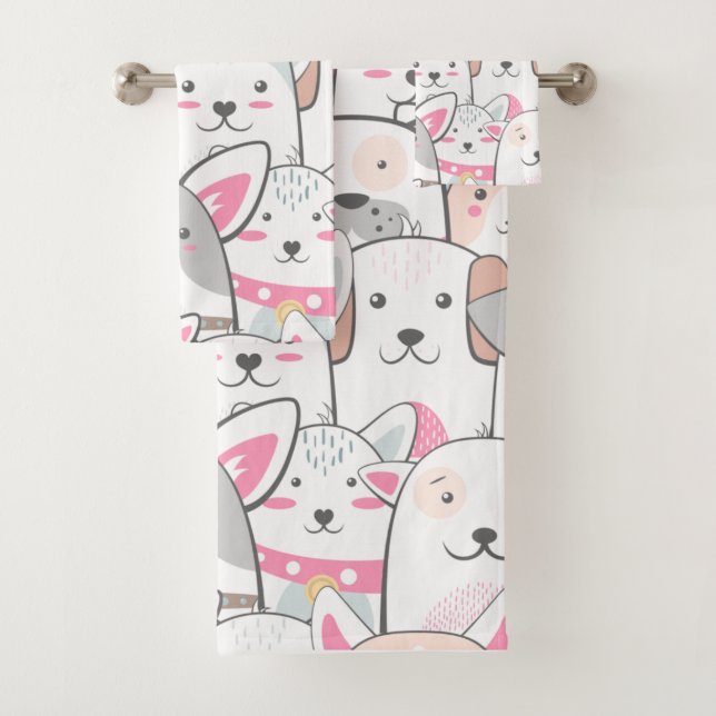  Cute Doodle Dogs Bath Towel Set (Insitu)