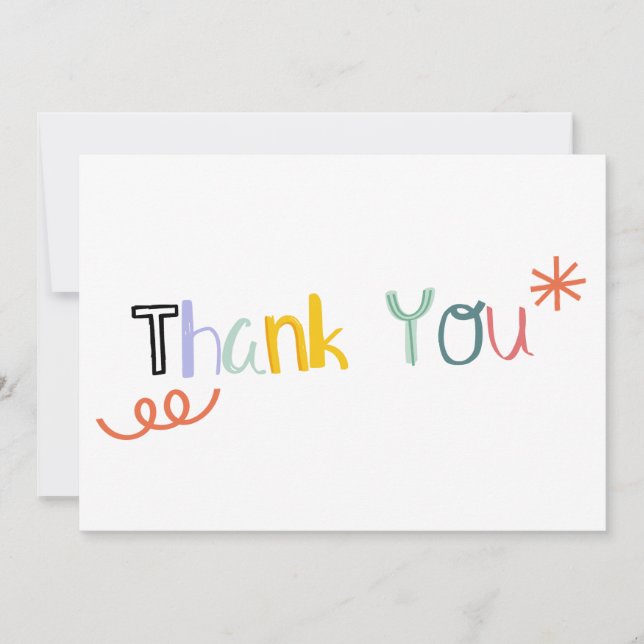 CUTE DOODLE EXTREME FONT THANK YOU CARD (Front)