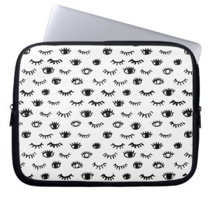 Cute Doodle Eyelash Pattern Laptop Sleeve