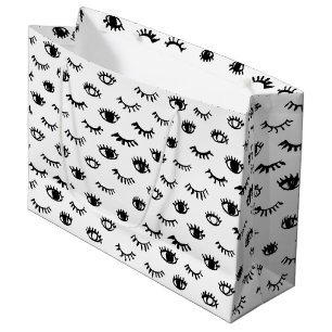Cute Doodle Eyelash Pattern Large Gift Bag