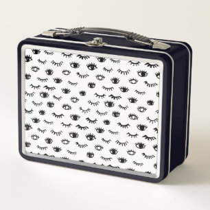 Cute Doodle Eyelash Pattern Metal Lunch Box