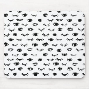 Cute Doodle Eyelash Pattern Mouse Mat