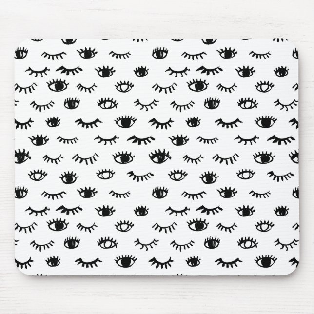 Cute Doodle Eyelash Pattern Mouse Mat (Front)