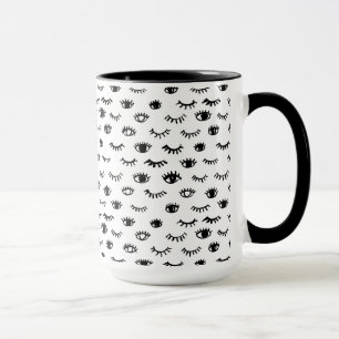 Cute Doodle Eyelash Pattern Mug