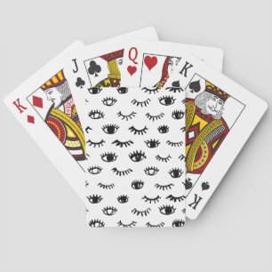 Cute Doodle Eyelash Pattern Playing Cards