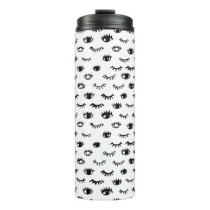 Cute Doodle Eyelash Pattern Thermal Tumbler