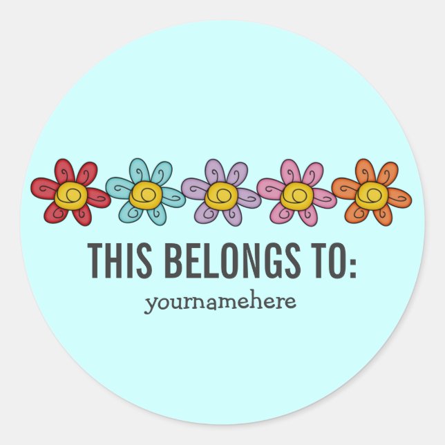 Cute Doodle Flower Stickers {THIS BELONGS TO} (Front)