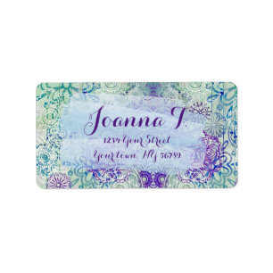 Cute Doodle Flowers On A Rustic Wood Label