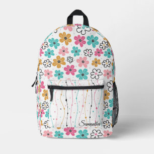 Cute Doodle Flowers Printed Backpack