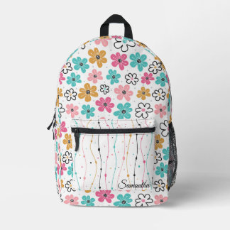 Cute Doodle Flowers Printed Backpack