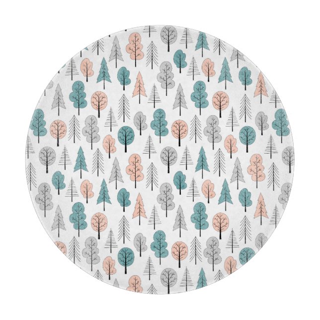 Cute Doodle Forest Pattern Cutting Board (Front)