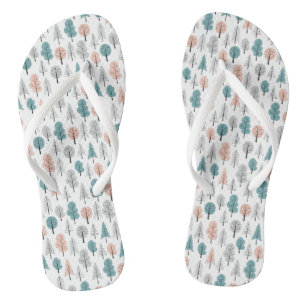 Cute Doodle Forest Pattern Flip Flops