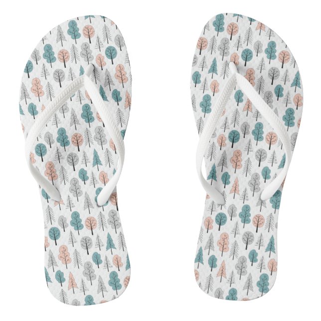 Cute Doodle Forest Pattern Flip Flops (Footbed)