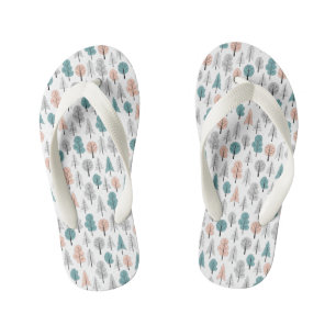 Cute Doodle Forest Pattern Kid's Flip Flops