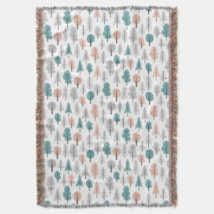 Cute Doodle Forest Pattern Throw Blanket