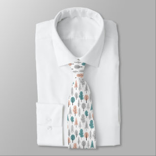 Cute Doodle Forest Pattern Tie