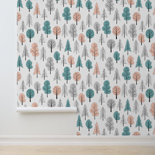 Cute Doodle Forest Pattern Wallpaper
