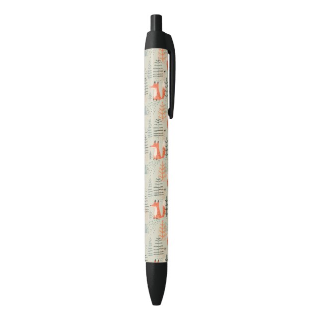 Cute Doodle Fox Forest Woodland Pattern Black Ink Pen (Bottom (Vertical))