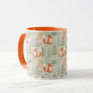 Cute Doodle Fox Forest Woodland Pattern Mug