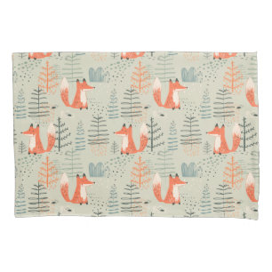Cute Doodle Fox Forest Woodland Pattern Pillowcase