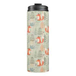 Cute Doodle Fox Forest Woodland Pattern Thermal Tumbler
