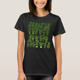 Cute Doodle Green Plants in Pots T-Shirt