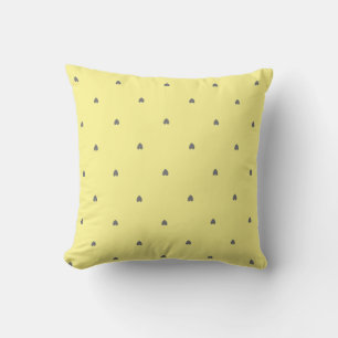Cute Doodle Grey Heart Pattern Yellow Custom Colou Cushion