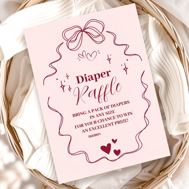Cute Doodle Hand Drawn Bow Diapper Raffle Enclosure Card (Creator Uploaded)