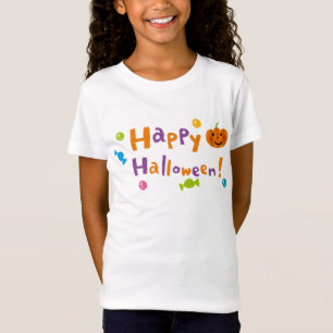 Cute Doodle Happy Halloween Candy and Pumpkin Grap T-Shirt