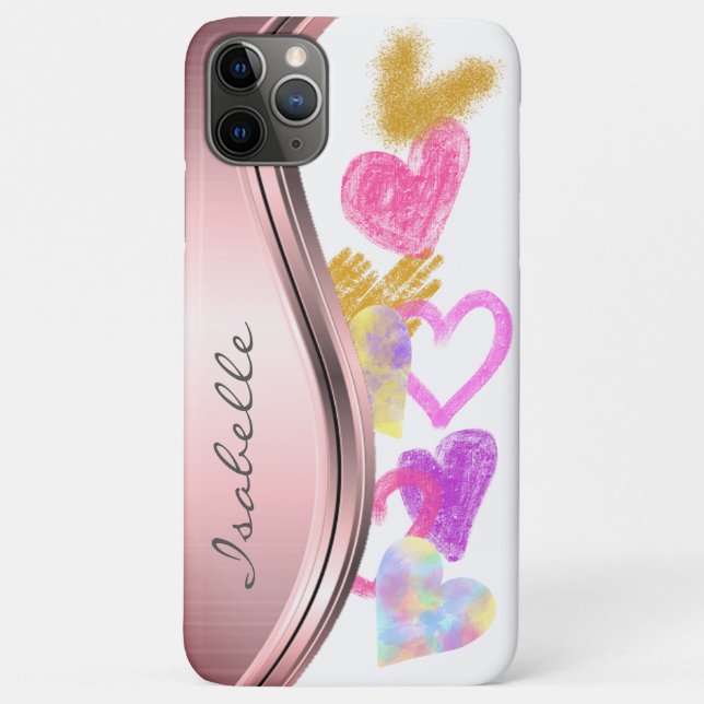 Cute Doodle Hearts Personalised Case-Mate iPhone Case (Back)