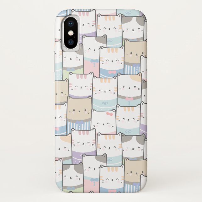 Cute Doodle Kitten Faces Pattern Case-Mate iPhone Case (Back)