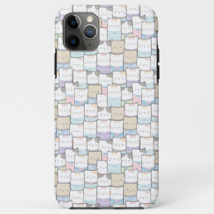 Cute Doodle Kitten Faces Pattern iPhone 11 Pro Max Case
