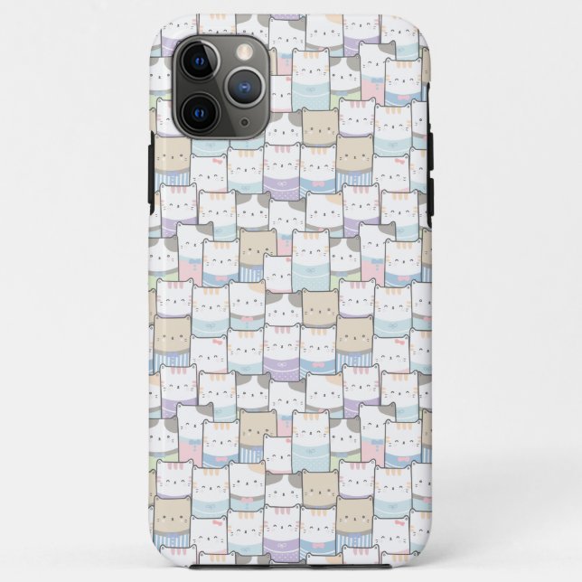 Cute Doodle Kitten Faces Pattern Case-Mate iPhone Case (Back)
