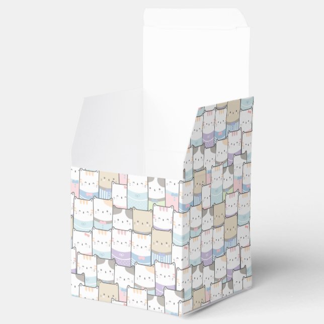 Cute Doodle Kitten Faces Pattern Favour Box (Opened)