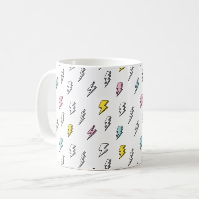 Cute Doodle Lightning Bolt Pattern Coffee Mug (Front Left)