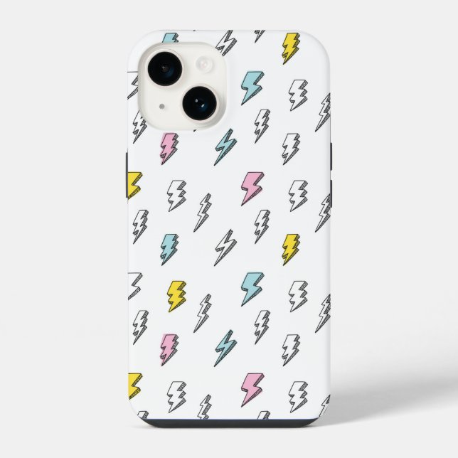 Cute Doodle Lightning Bolt Pattern iPhone Case (Back)